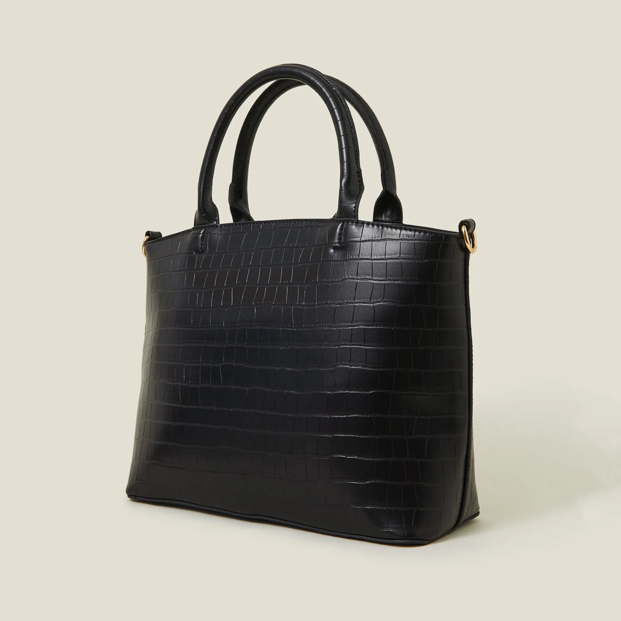 Accessorize London Women's  Black Faux Croc Handheld Bag