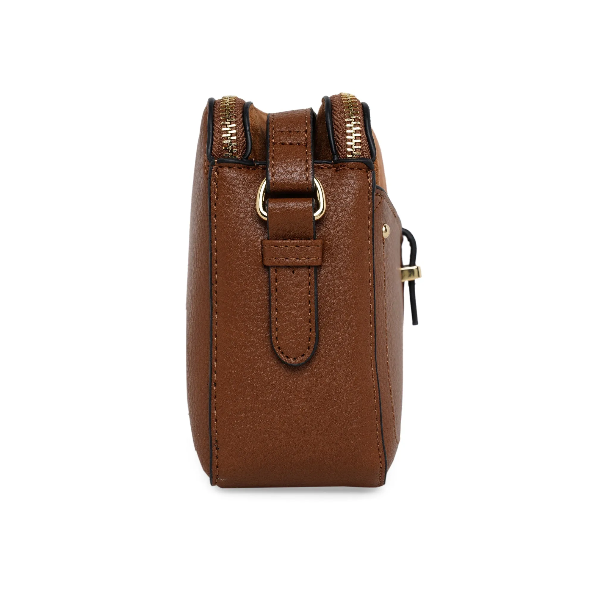 Accessorize London Women's Faux Leather Tan Shelby Sling Bag
