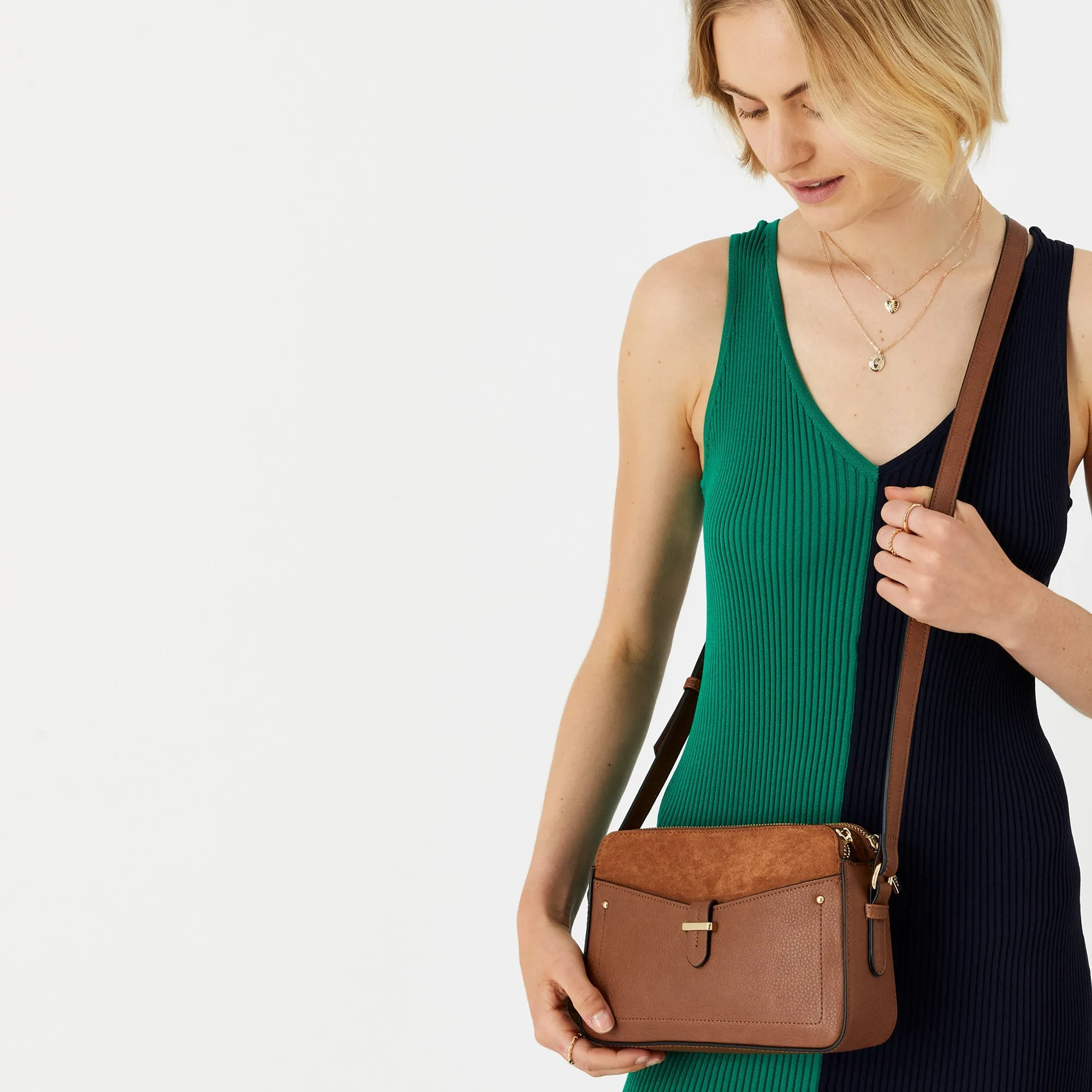 Accessorize London Women's Faux Leather Tan Shelby Sling Bag