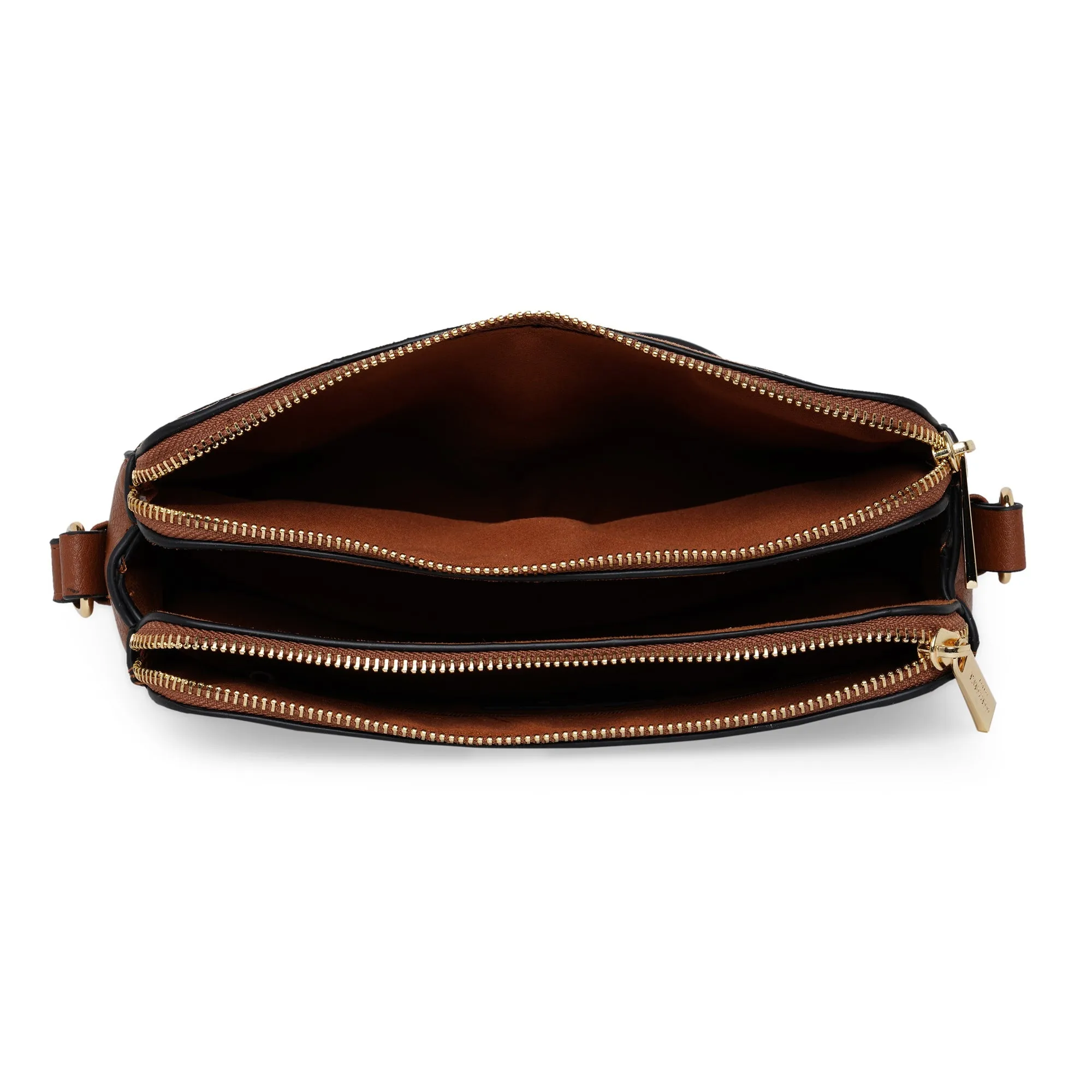 Accessorize London Women's Faux Leather Tan Shelby Sling Bag
