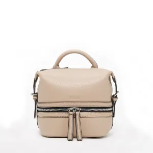 Ashley Small Leather Backpack Purse Beige