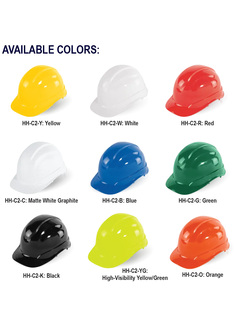 Bullhead Safety™ Head Protection White Unvented Cap Style Hard Hat With Six-Point Ratchet Suspension - HH-C2-W