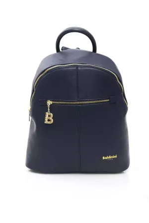 Chic Blue Backpack with Golden Accents