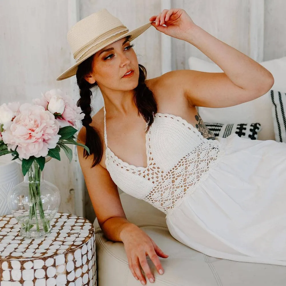 Corinth | Womens Wide Brim Straw Fedora Hat