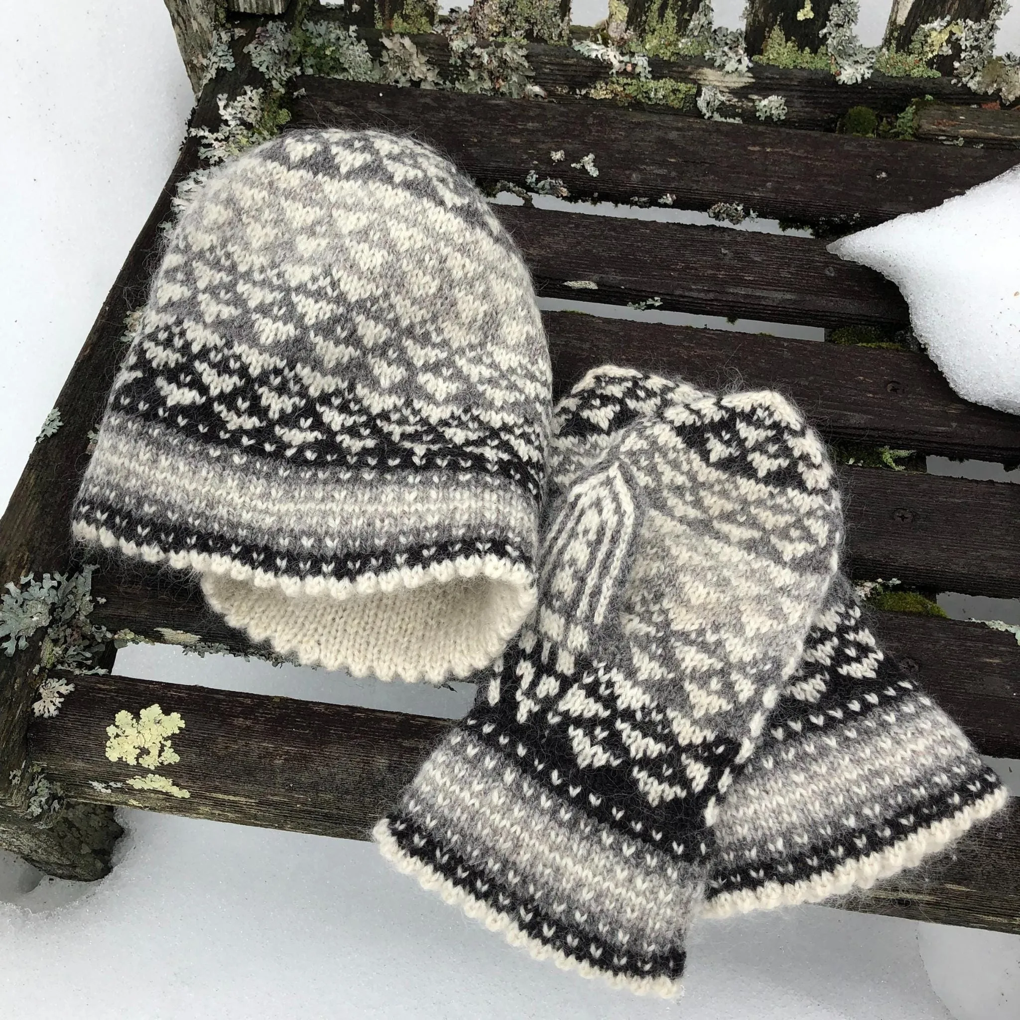 Downeaster Hat & Mitten Yarn Set by Mary O'Shea in Rauma Finullgarn & Plum