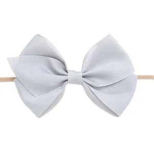 Ella Grosgrain Bow Nylon Headband - Silver