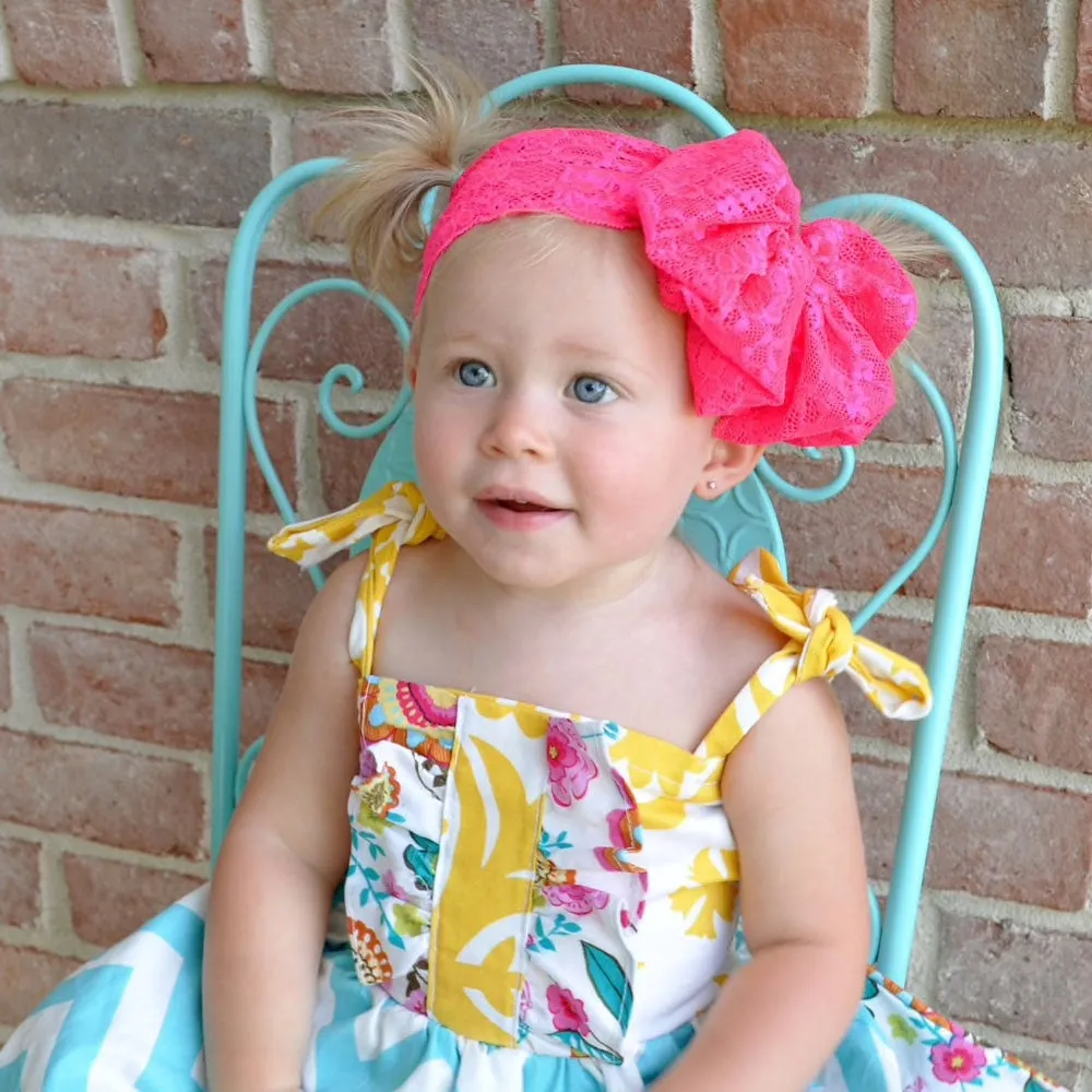 Girls Lace Oversize Bow Headband - ONLY 5 LEFT !!!