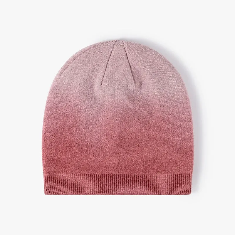 Knitted Gradient Print Skull Cap (6 colors)