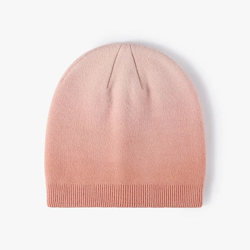 Knitted Gradient Print Skull Cap (6 colors)