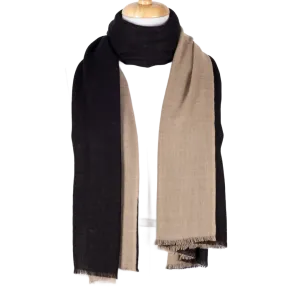 Merino Wool Scarf - 100% Wool - Black Beige Superfine Wool Scarves