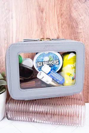 NGIL Clear The Way Gray Faux Leather Toiletry Case