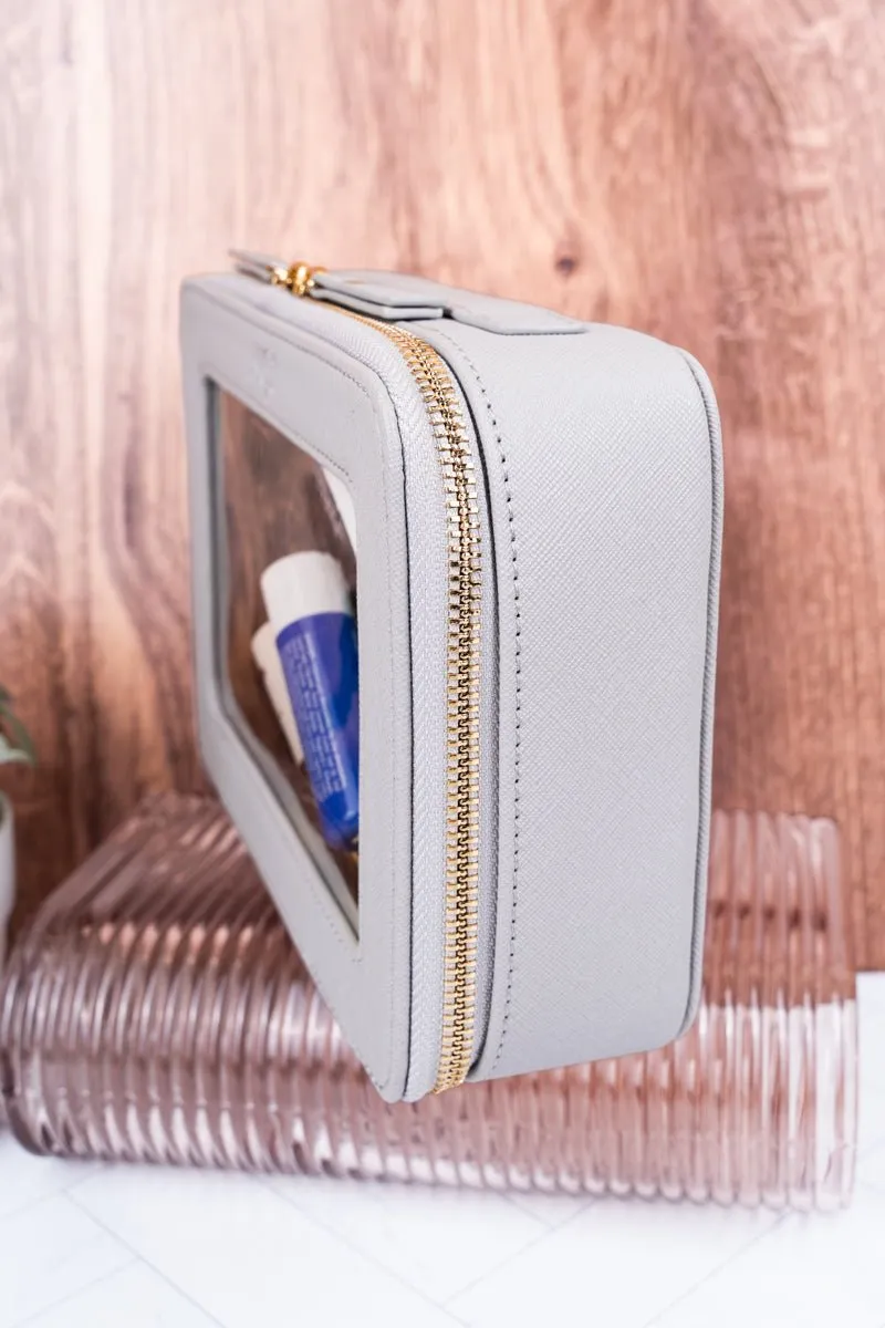 NGIL Clear The Way Gray Faux Leather Toiletry Case