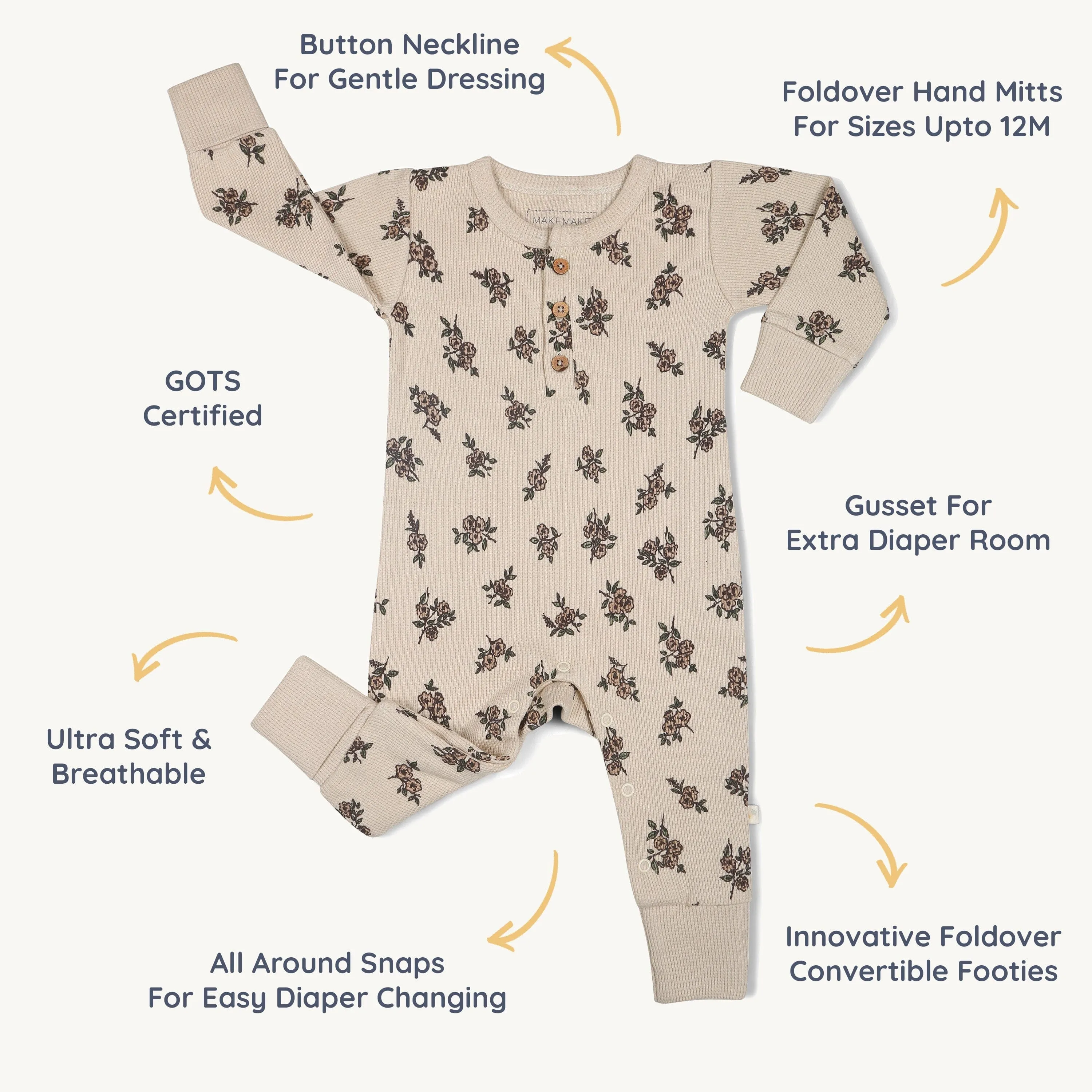 Organic Button Romper | Posy