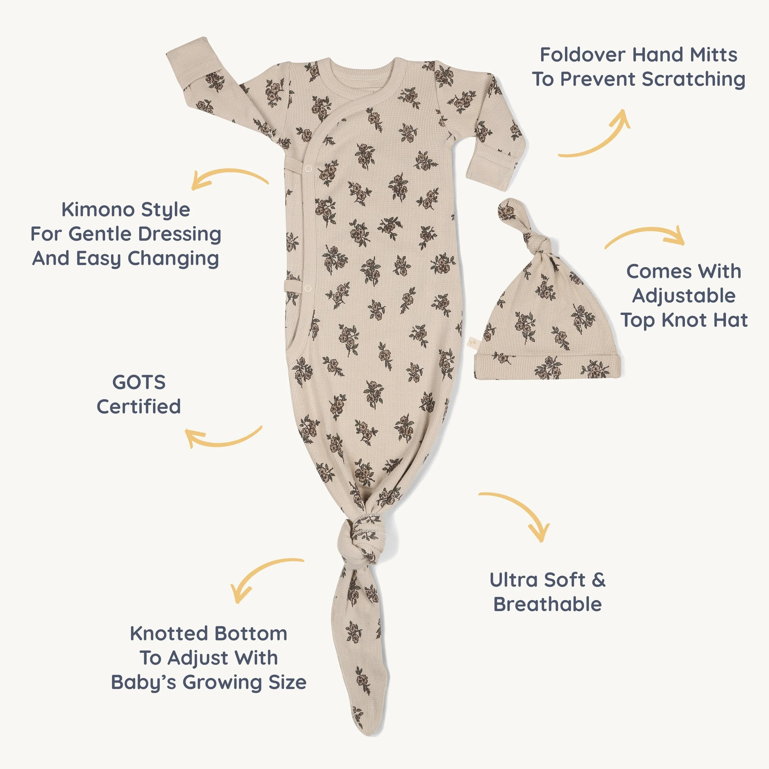 Organic Kimono Knotted Sleep Gown | Posy