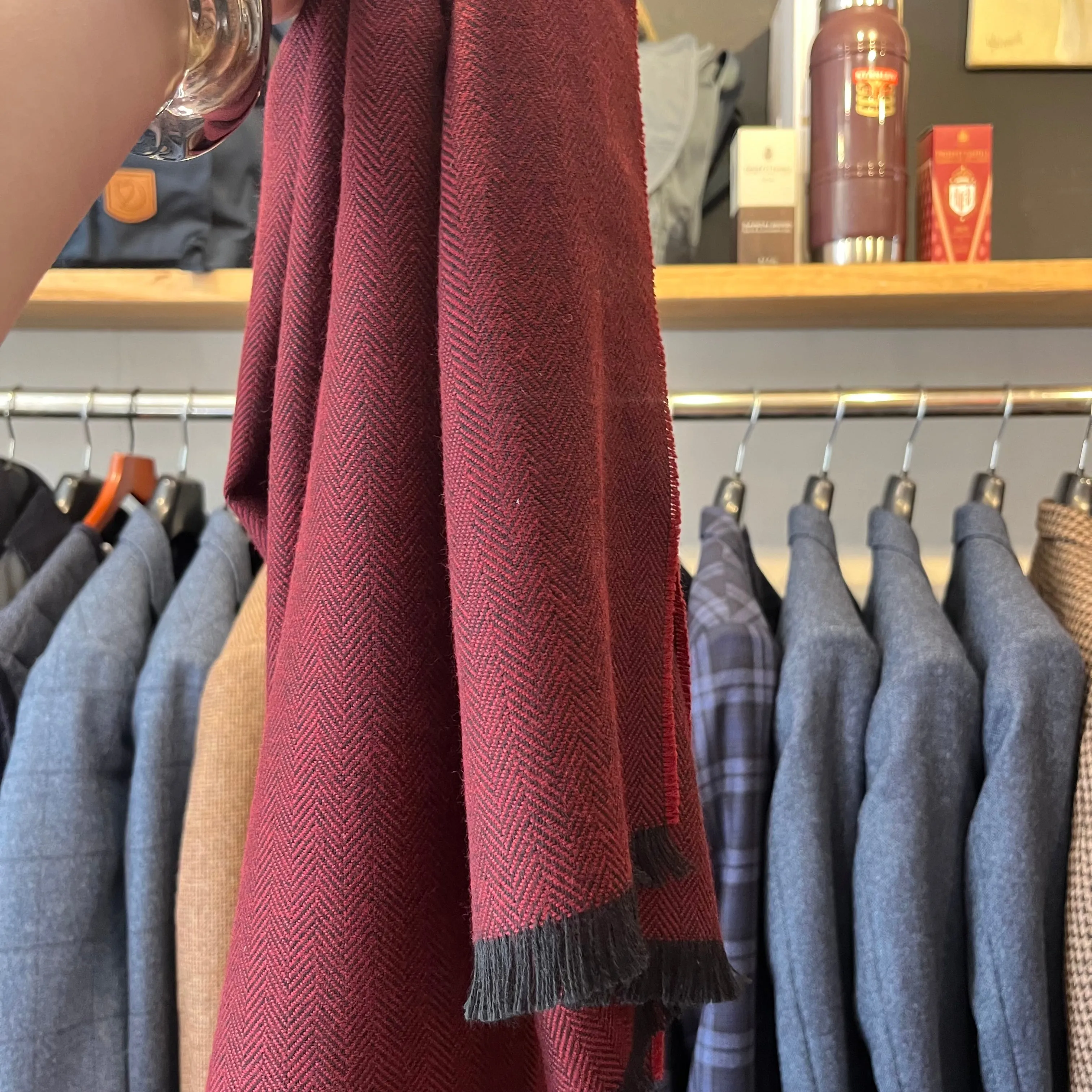 Regent - Scarf - Italian Wool - Red Herringbone