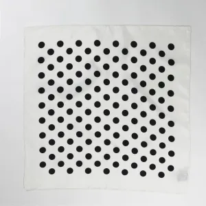 The Retro Dots - Twill Mulberry Silk Bandana - White