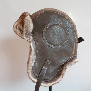Winter Pilot Aviator Bomber Trapper Hat Faux Fur Leather Snow Cap with Ear Flaps