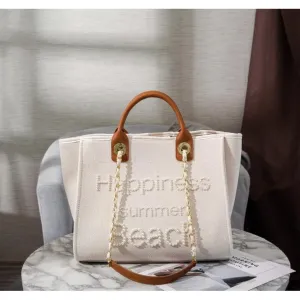 Women's Handmade Bead Embroidery Large Canvas Bag